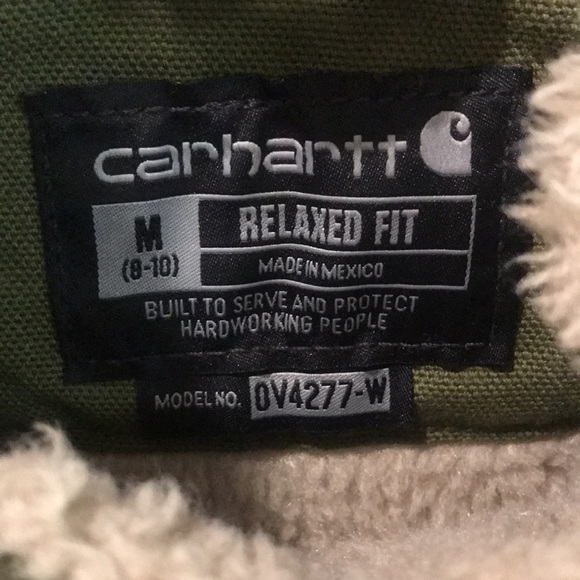 Carhartt Vest Womens Medium Green Duck Sherpa Lined Gorpcore Hiking Western - Picture 3 of 12